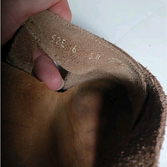 FRAU Platform Wedge Criss Cross Sandals Heels Womens Size 7.5 US 39 Tan Leather - Picture 11 of 11